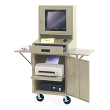 Edsal CSC6625PU 24-1/2-Inch Wide by 22-1/2-Inch Deep by 62-3/4-Inch High Mobile LCD Monitor Computer Cabinet, Putty