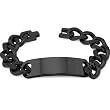 Stainless Steel Black Plated Curb Link Engravable ID Bracelet 15.5mm Wide - 8.5 Inches