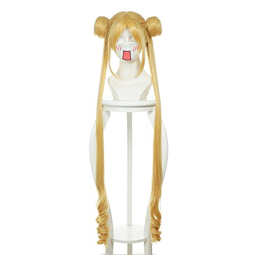 Probeauty Long Wave Anime Cosplay Wig with Buns for Sailor Moon Tsukino Usagi