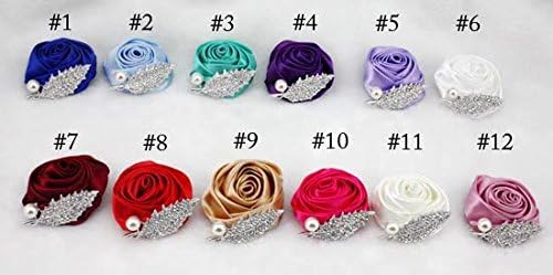 Sweet Melody Handmade Artificial Floral Pearl Brooch Groomsmen Suit Boutonniere Lapel Pins Prom Wedding Corsage for Bridegroom (Dark Purple)