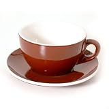 Brown and White Cafe Style Cappuccino Cup & Saucer (8 Oz.)