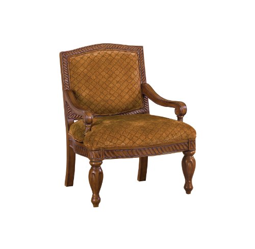 Furniture of America Noella Padded Fabric and Hand-Carved Frame Arm Chair, Antique Oak Finish