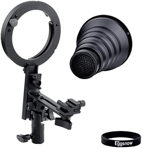 Eggsnow Flash Bracket Speedlite Mount + 168x248 Conical Snoot for Bowens Studio Flash Accessories (Canon Nikon Flash Units) (L1)