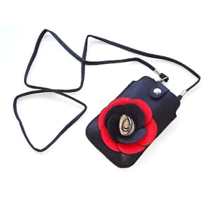Black Leather Designer Cell Phone Carrying Case Cover 