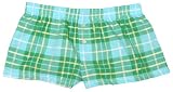 Blueberry Green Blue Check Sparkle Cotton Girl Boxers Mini Itty Bitty Shorts 1 Inseam, Covered elastic waist, 100% cotton, available in 5 adult sizes