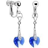 Austrian Crystal Heart September Birthstone Clip Earrings