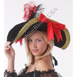 Hats Sexy Women's Costumes Pirate Costume Hat Gold Trim One Size Fits Most