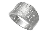 14K White Gold Hand-Crafted Matte-Finish Ring, Etched and Enhanced with Burnish Diamonds.
