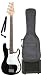 Full Size Black Electric Bass Guitar Starter Pack with Amp Case & Strap