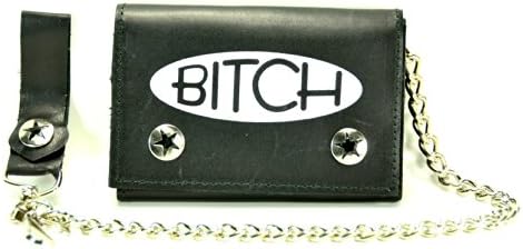 Bitch Punk Skaters Tri-fold Bikers Wallet with 16" Chain (Black)