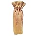 Pack of 3 - Single Bottle Jute Burlap Wine Bags with Drawstring closure Natural color size 6