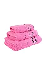 Flor De Algodón Juego De Toallas Asia2 (Fucsia)