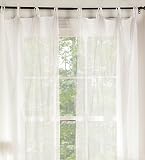 Pair of 40"W x 72"L Tie-Top Cotton Canopy Bed Curtain Panel, in White