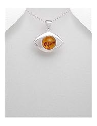 Baltic Amber Pendant Necklace In 92.5 Sterling Silver