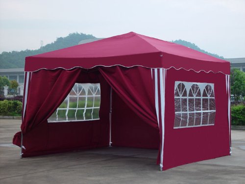 Falt Pavillon 3 x 3 m in rot mit 4 Seitenteilen