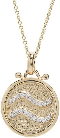 Zodiac Aquarius Sign CZ Charm Pendant