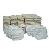 OsoCozy Prefold Cloth Diaper Basic Package - Unbleached Prefolds & White Velcro Bummis Super Whisper Wraps