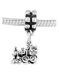 Sterling Silver Small Steam Train Dangle Bead Charm