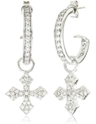 King Baby Cross Small with Pave Cubic Zirconia MB Hoop Earrings