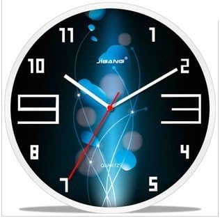 JustNile Modern Creative Round 12-inch Non Ticking Wall Clock - Blue Flame