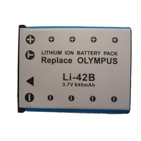 Li-40B / Li40B / Li42B / Li-42B 3.7V 840mAh High capacity replacement Li ion Battery for Olympus digital camera models Tough series 725SW 770SW Stylus Series 700 710 720 SW 725 SW 730 SW 740 750 760 770 SW 780 790 SW 795 SW � Series �700 �710 �720 SW �725 SW �730 SW �740 �750 �760 �770 SW �780 �790 SW �795 SW FE series FE-150 FE-150 Zoom FE-160 FE-190 FE-240 FE-230 FE-290 FE-250 FE-280 FE-220D FE-220 FE-5500 FE-300 Olympus Stylus 800 Series 820 830 Stylus 1000 Series 1200 X Series X-785 X-790 X-795 X-800 Olympus Others D-630 Zoom IR-300	SP-700 u Series u700 u710 u720 SW u725 SW u730 SW u740 u750 u760 u770 SW u780 u790 SW u795 SW