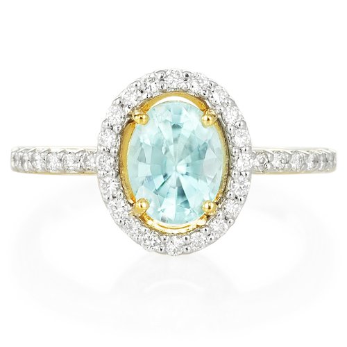 【GemsTV】 18K パライバトルマリン & ダイヤモンド YGリング