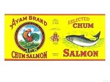 Ayam Salmon Can Label - Singapore Giclee Poster Print, 24x18