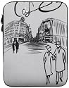 8 - 10.1 inch Caf&eacute; in Paris Silver Gray Netbook Notebook Laptop Sleeve Bag Carrying Case - Dual Side Printed for iPad, Acer, ASUS, Dell, HP, Samsung