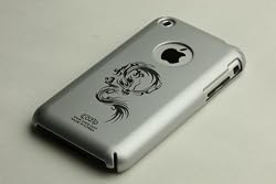 Apple iPhone Soft Polycarbonate Slim fit Case - Silver with Dragon Tattoo (Cozip Brand) Made in Korea