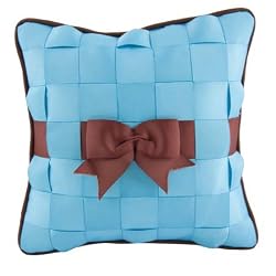 Bow Pillow - Cappuccino/Turquoise