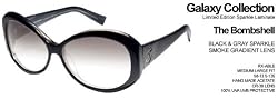 Tres Noir Bombshell Sunglasses Black with Gray Sparkle Galaxy