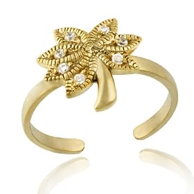 18k Gold over Silver Designer-Inspired CZ Palm Tree Toe Ring