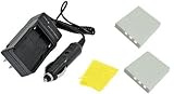 Multipack (2 Count): Digital Replacement Battery PLUS Mini Battery Travel Charger for Specific Digital Camera and Camcorder Models / Compatible with BENQ DLI-102, FUJIFILM NP-40, NP-40N, KODAK KLIC-7005, PENTAX D-LI8, D-Li85, RICOH D-LI8, SAMSUNG SLB-0737 Charges with Intelligent Charge Technology - Includes Car Adapter, TWO Batteries and ONE Soft Nonporous Microfiber Cleaning Cloth