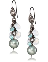 Wendy Brigode Diamond Earwire Tahitian Pearl Drop Chalcedony Drops Earrings