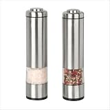 Kalorik PPG26914 Brushed-Stainless-Steel Battery-Operated Salt-and-Pepper Grinder Set