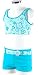 Sports : Shiwi Bustier Bikini mit Hot Pants und Glitzer-Print T&uuml;rkis Blumen, Gr.: 152