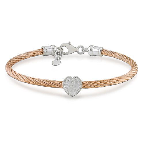 Sterling Silver and Stainless Steel 0.04 CT TDW