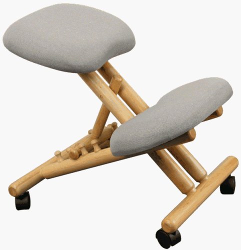 Wooden Ergonomic Kneeling Posture Office Chair w Wheels