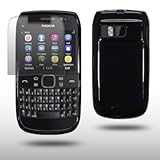 NOKIA E6 SOFT GEL CASE WITH SCREEN PROTECTOR BY CELLAPOD CASES SOLID BLACK