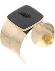 Marcia Moran "Mystere" Hammered Large Square Stone Cuff Bracelet, 6.5"