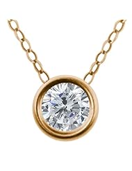1.00 Ct Round H/I Diamond 14K Yellow Gold Pendant With Chain