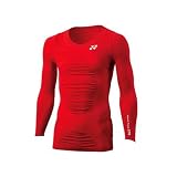YONEX ヨネックス MUSCLE POWER Vネック長袖Tシャツ《メンズ：レッド》高機能アンダーウエア STB-1003-001の画像