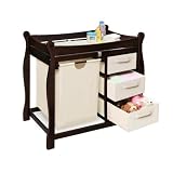 Badger Basket Sleigh Style Changing Table with Hamper/Three Baskets, Espresso