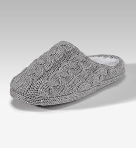 Per Una Cable Knit Faux Fur Mule Slippers