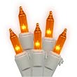 Set of 100 Orange Mini Christmas Lights - White Wire