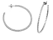 Sterling Silver Round Hoop Earrings with Clear CZ - 2mm x 55mm