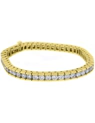 14k Yellow Gold 7.68 Carat Box Shape Round Diamond Tennis Bracelet