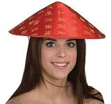 22697 Red & Gold Silk Finish Coolie Hat