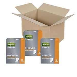 Depend Shields for Men, Light Absorbency, 58 Count (Pack of 3)