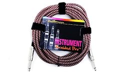 Boston Braided Red Guitar Lead: 20ft / 6m (Straight Jack to Jack) Professional Lead / Cable